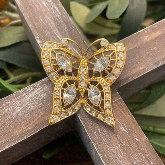 Lot of 2 Vintage Goldtone Brooches Pins both Signed on Bottom - Monet and Sphinx - Picture 3 of 9